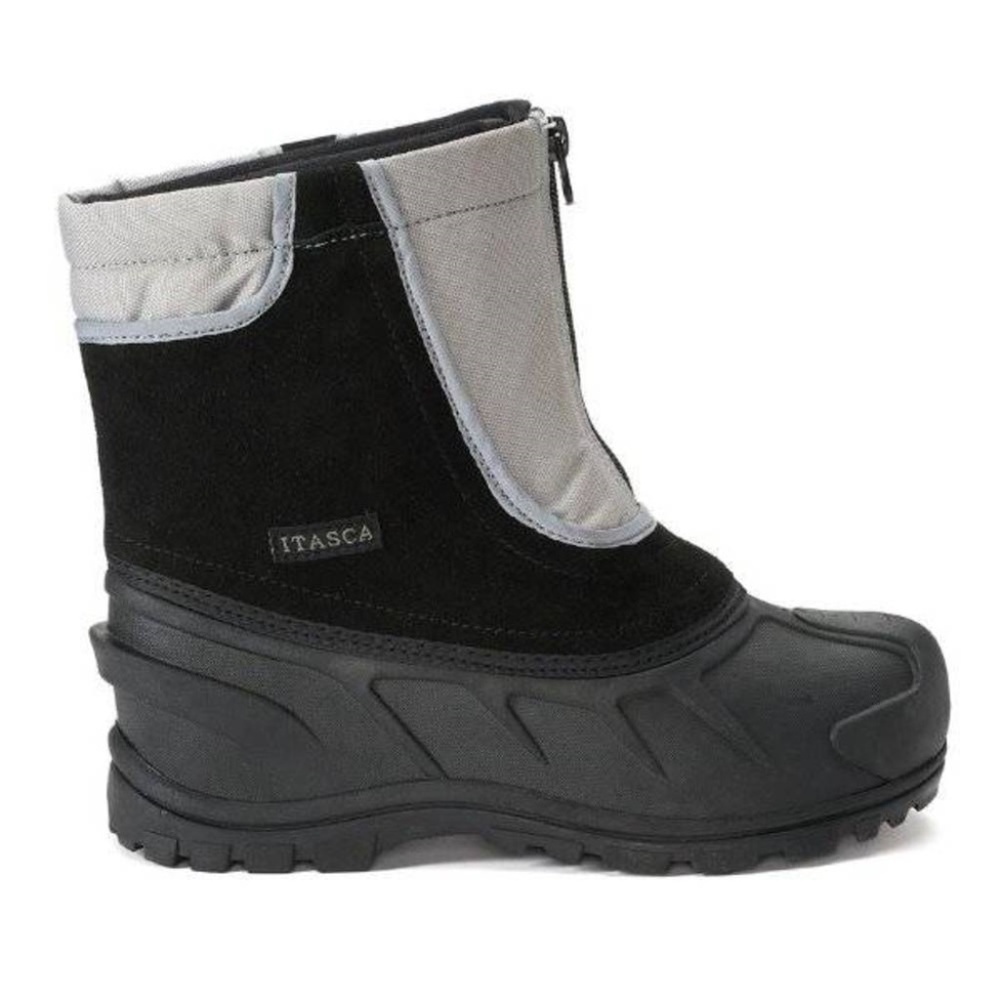 Boys Winter Snow Boots Kids 3 Itasca Black Gray Waterproof Zip Removeable Liner